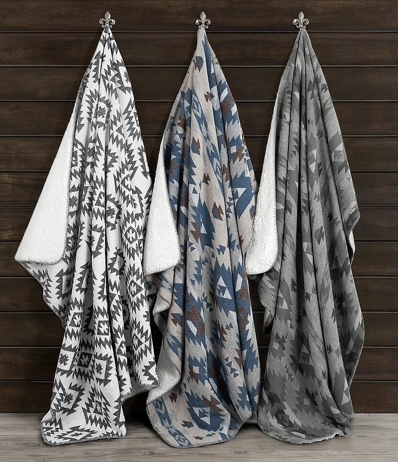 HiEnd Accents x Paseo Road Southwestern Geometric Reversible Shearling Throw Blanket