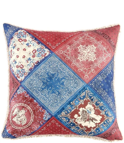 HiEnd Accents x Paseo Road Tasha Polizzi Collection Patchwork Bandana Square Pillow