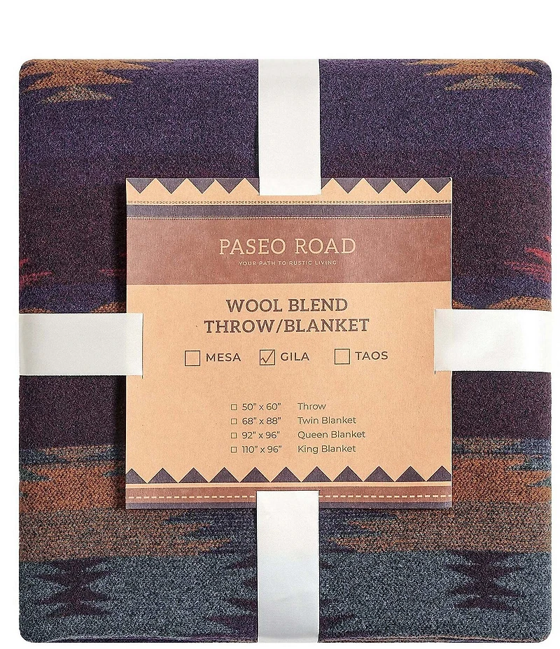 HiEnd Accents x Paseo Road Western Geometric Print Gila Wool Blend Bed Blanket