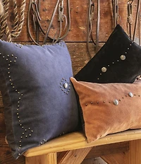 HiEnd Accents x Paseo Road Western Suede Antique Silver Concho Square Pillow