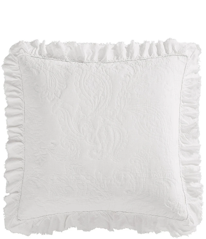 Paseo Road Tasha Polizzi Collection Sadie Stonewashed Embroidered Paisley Ruffled Euro Sham