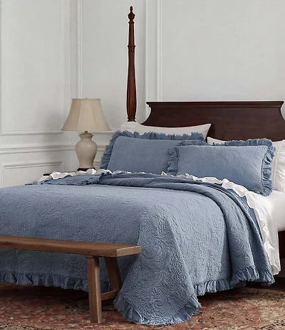 Paseo Road Tasha Polizzi Collection Sadie Stonewashed Embroidered Paisley Ruffled Lightweight Quilt Mini Set