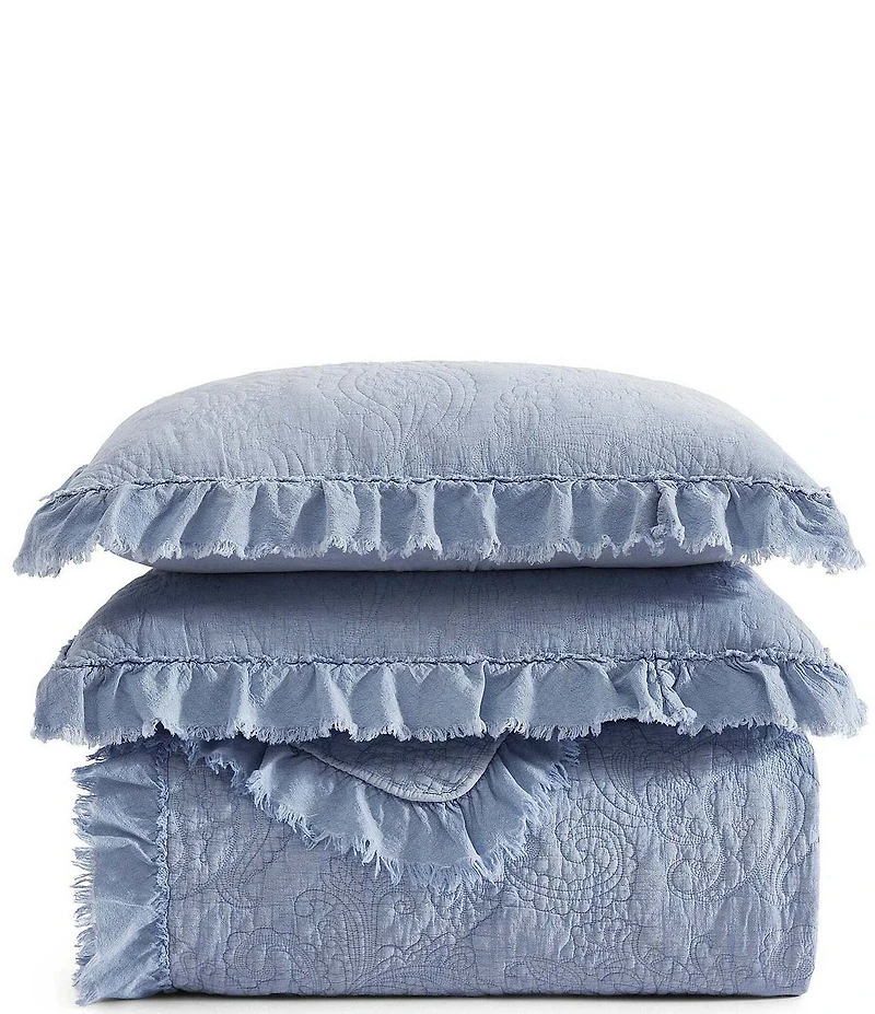 Paseo Road Tasha Polizzi Collection Sadie Stonewashed Embroidered Paisley Ruffled Lightweight Quilt Mini Set