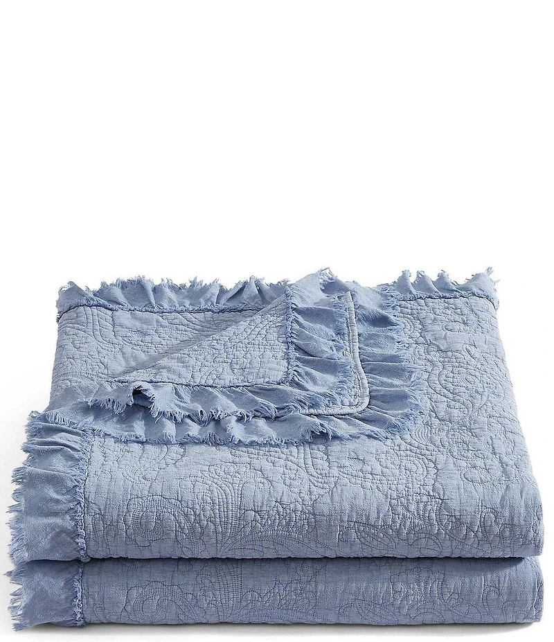 Paseo Road Tasha Polizzi Collection Sadie Stonewashed Embroidered Paisley Ruffled Lightweight Quilt Mini Set