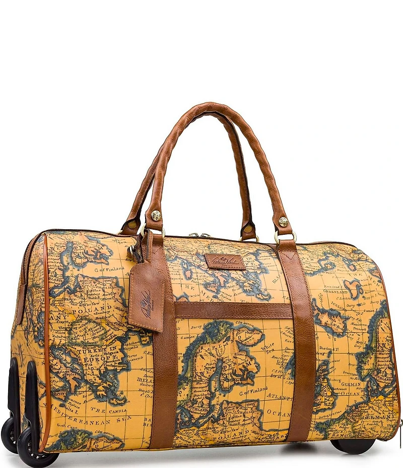 Patricia Nash European Map Soft Side Collection Avola Trolley Wheeled Duffle Bag