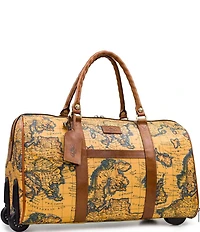 Patricia Nash European Map Soft Side Collection Avola Trolley Wheeled Duffle Bag