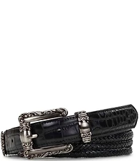 Patricia Nash 1.25#double; Barni Tooled Buckle Croco Leather Belt
