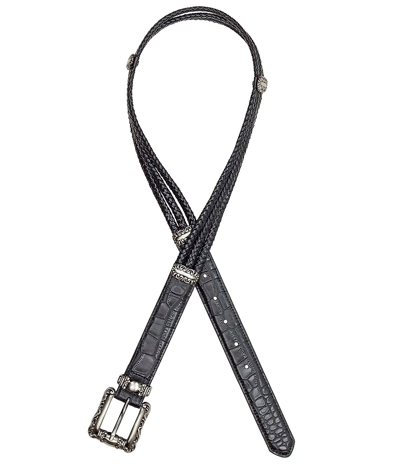 Patricia Nash 1.25#double; Barni Tooled Buckle Croco Leather Belt