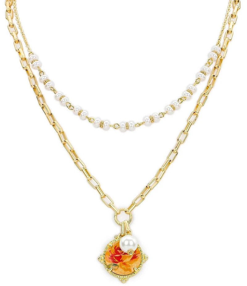 Patricia Nash 2 Row Round Drop Short Multi Strand Pendant Necklace