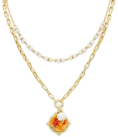 Patricia Nash 2 Row Round Drop Short Multi Strand Pendant Necklace