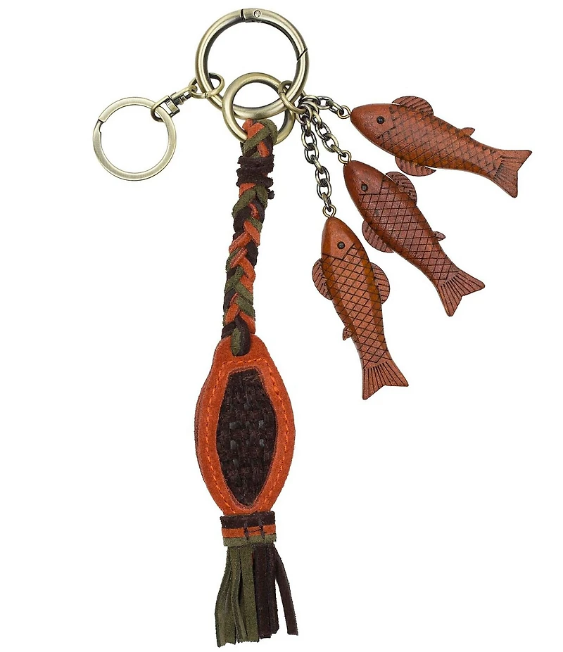 Patricia Nash 3 Wood Nordic Fish With Tassel Key Chain