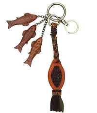 Patricia Nash 3 Wood Nordic Fish With Tassel Key Chain