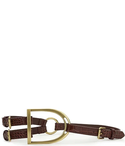 Patricia Nash 3.5#double; Tuscana Stirrup-Style Buckle Croco Leather Belt