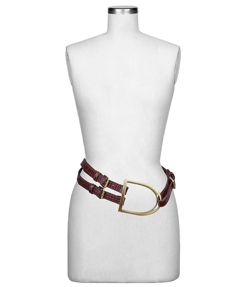 Patricia Nash 3.5#double; Tuscana Stirrup-Style Buckle Croco Leather Belt