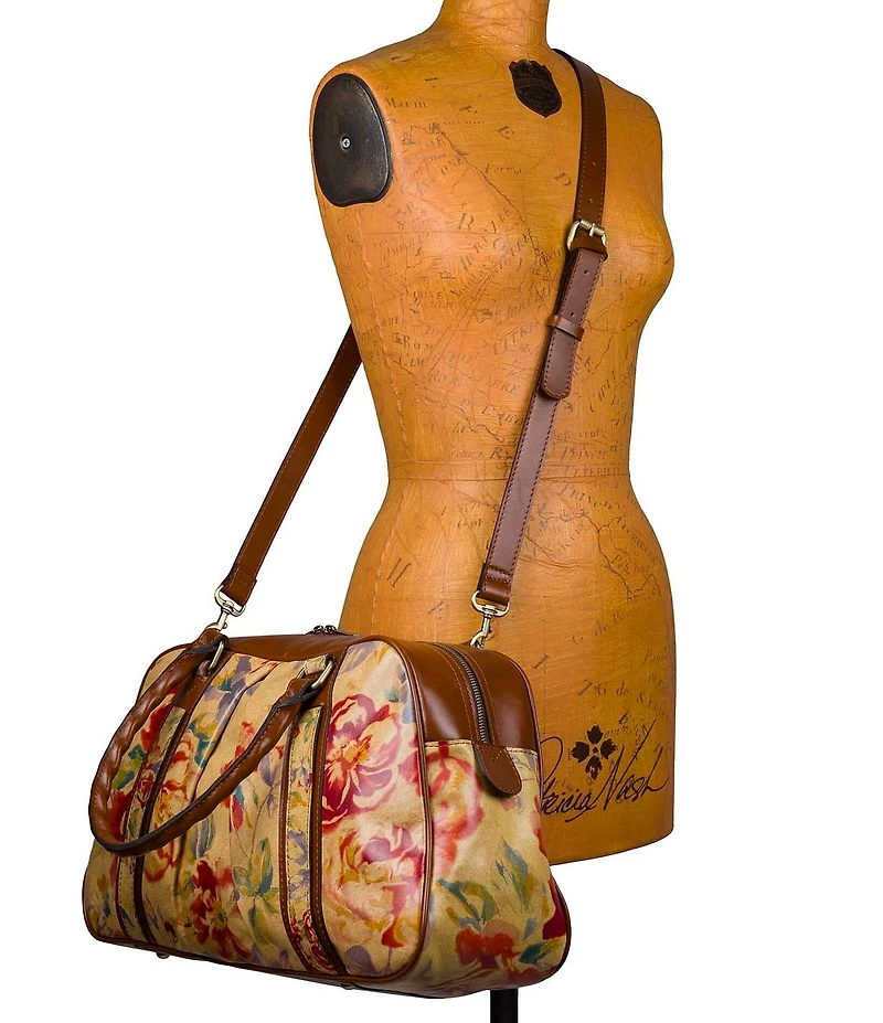 Patricia Nash Aegean Blooms Odessa Contrast Trim Satchel Bag