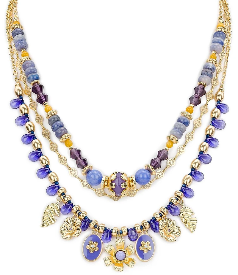 Patricia Nash Bead Charm Shorty Multi Strand Necklace