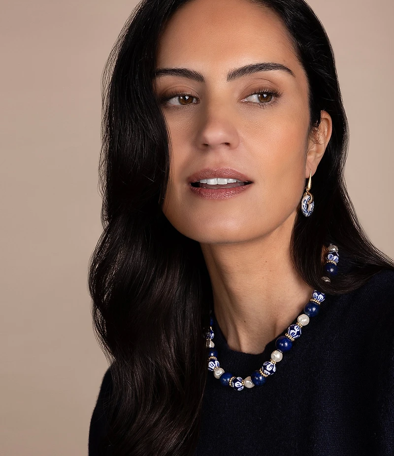 Patricia Nash Beaded Baroque Pearl Collar Necklace