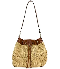 Patricia Nash Belamy Straw Scalloped Drawstring Bucket Bag