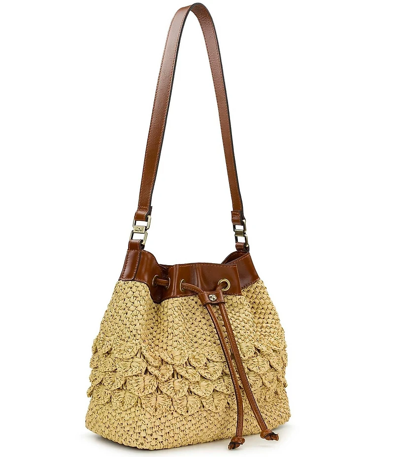 Patricia Nash Belamy Straw Scalloped Drawstring Bucket Bag