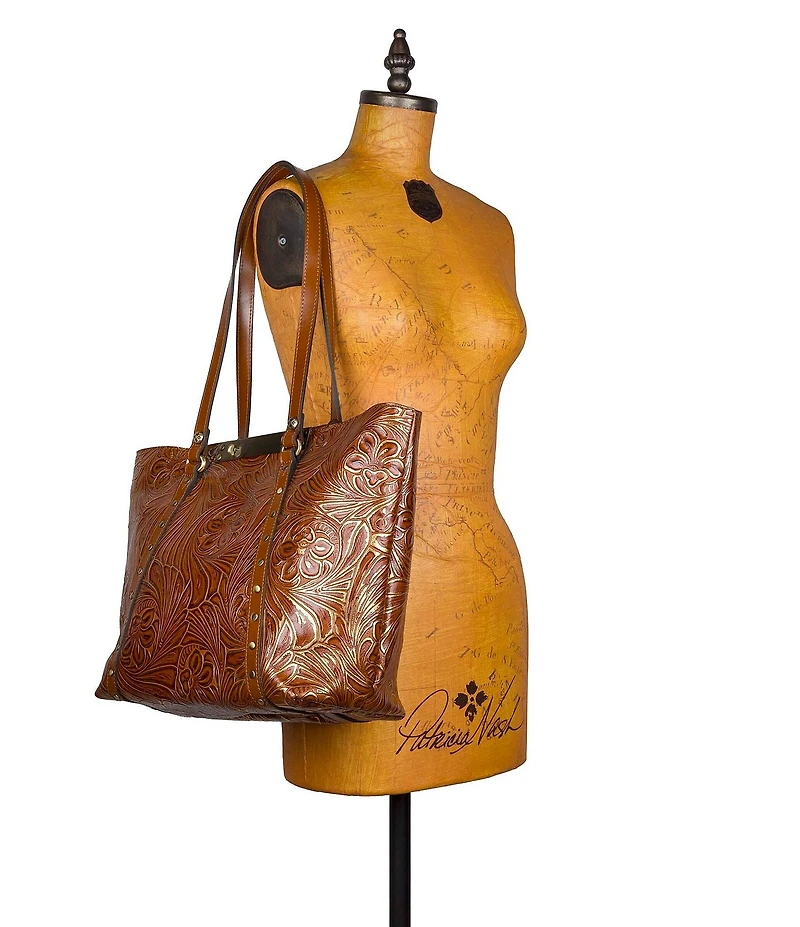 Patricia Nash Benevuto Floral Embossed Leather Tote Bag