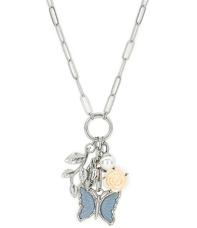 Patricia Nash Butterfly and Florals Multi Charm Long Pendant Necklace