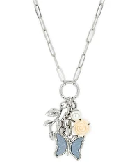 Patricia Nash Butterfly and Florals Multi Charm Long Pendant Necklace