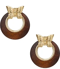 Patricia Nash Butterfly Wood Doorknocker Drop Earrings