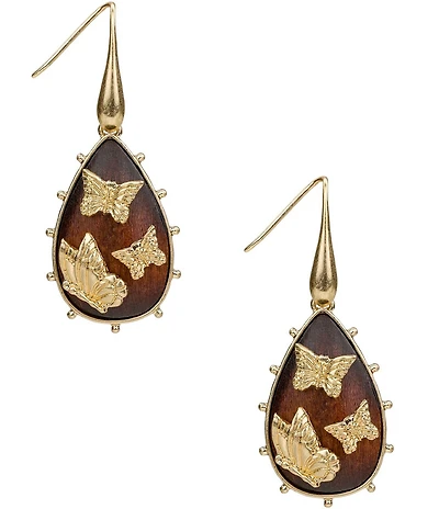 Patricia Nash Butterfly Wood Drop Earrings