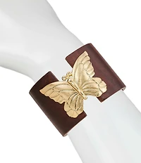 Patricia Nash Butterfly Wood Hinge Statement Cuff Bracelet