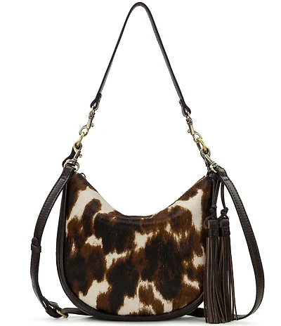 Patricia Nash Calanna Cow Print Fringe Tassle Hobo Shoulder Bag