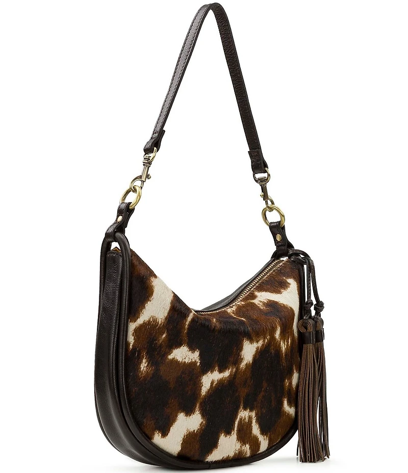 Patricia Nash Calanna Cow Print Fringe Tassle Hobo Shoulder Bag