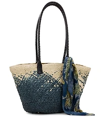Patricia Nash Calypso Straw Tote Bag with Scarf