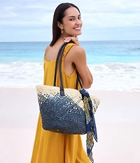 Patricia Nash Calypso Straw Tote Bag with Scarf