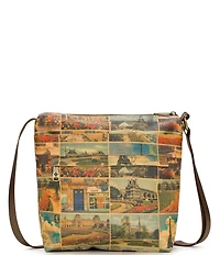 Patricia Nash Carmini Patina Coated Linen Canvas Crossbody Bag