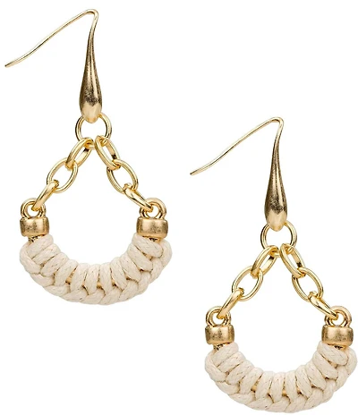 Patricia Nash Chain Leather Wrap Drop Earrings
