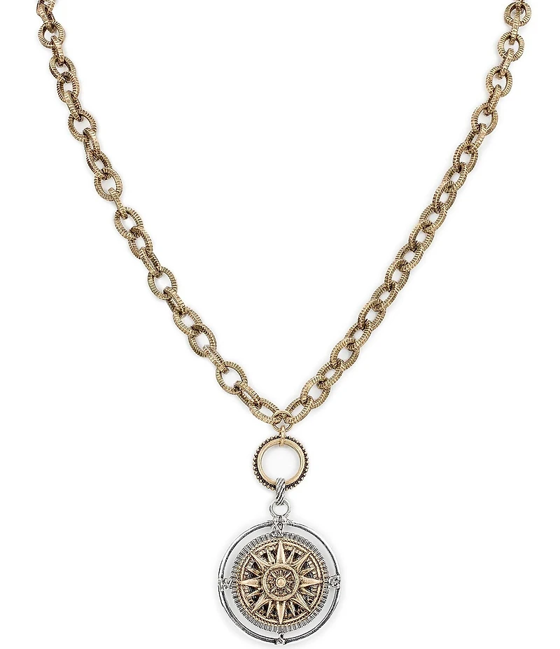 Patricia Nash Compass Convertible Short Pendant Necklace