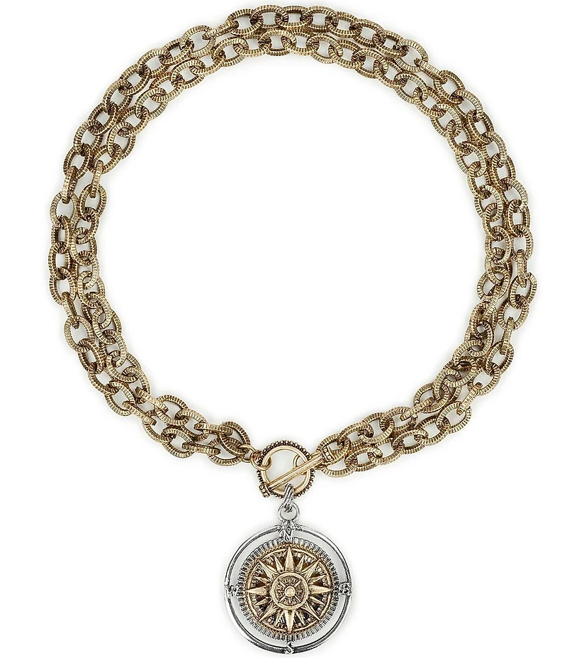 Patricia Nash Compass Convertible Short Pendant Necklace