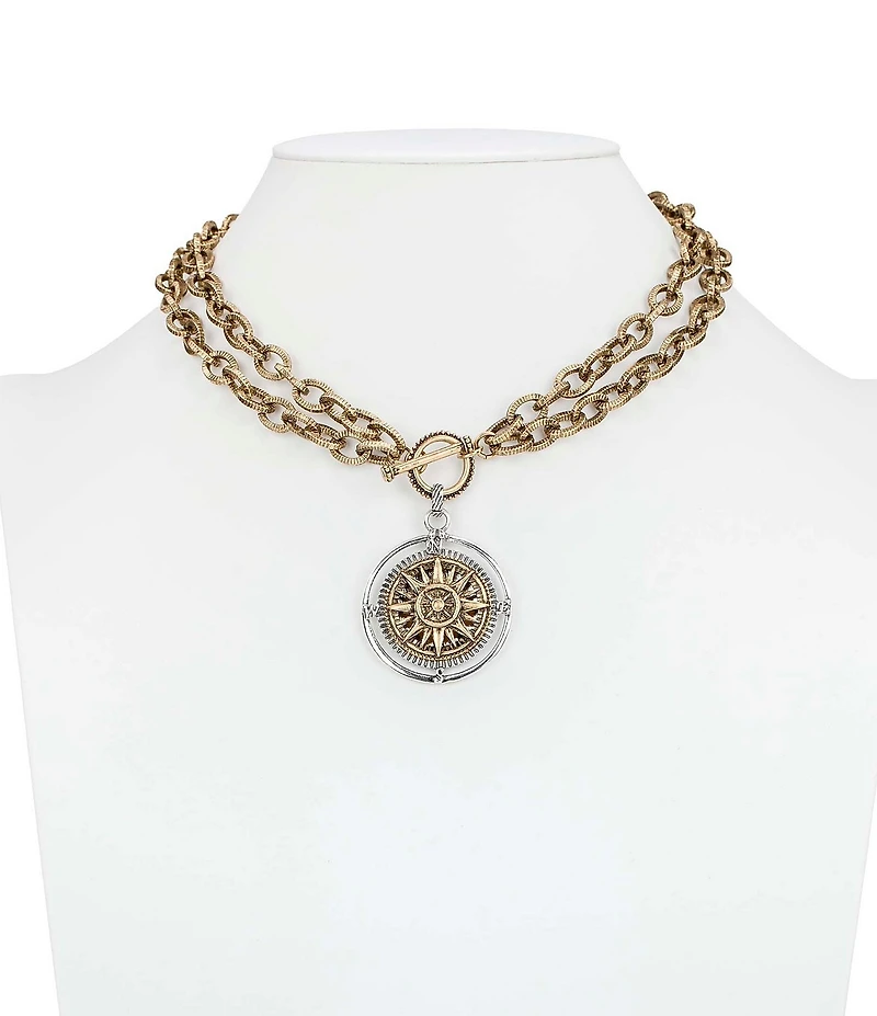 Patricia Nash Compass Convertible Short Pendant Necklace