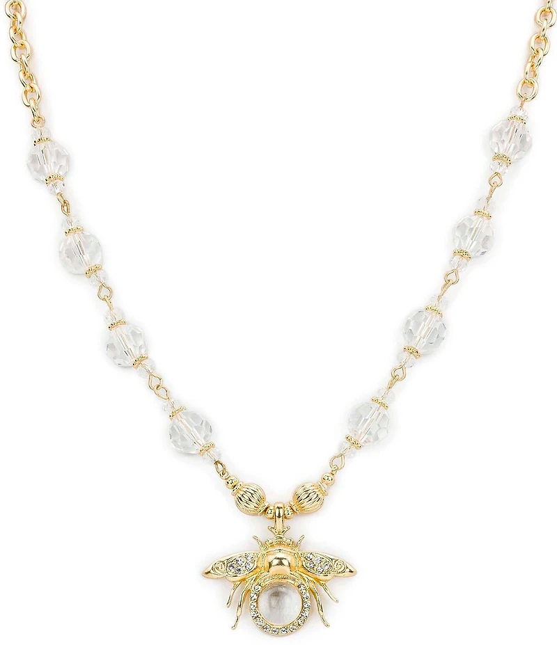 Patricia Nash Crystal Bee Short Pendant Necklace