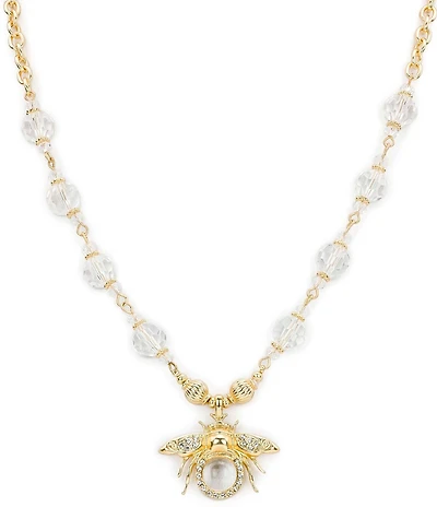 Patricia Nash Crystal Bee Short Pendant Necklace