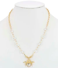 Patricia Nash Crystal Bee Short Pendant Necklace