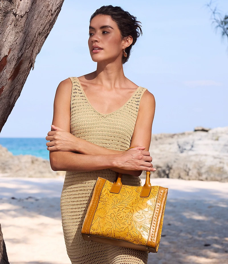Patricia Nash Curry Floral Embossed Tote Bag