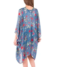 Patricia Nash Denim Blue Strawberry Print Ruana