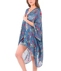 Patricia Nash Denim Blue Strawberry Print Ruana