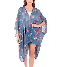 Patricia Nash Denim Blue Strawberry Print Ruana