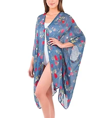 Patricia Nash Denim Blue Strawberry Print Ruana