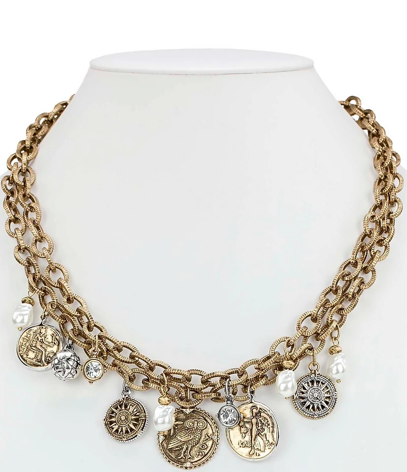 Patricia Nash Double Charm Chain Layered Statement Necklace