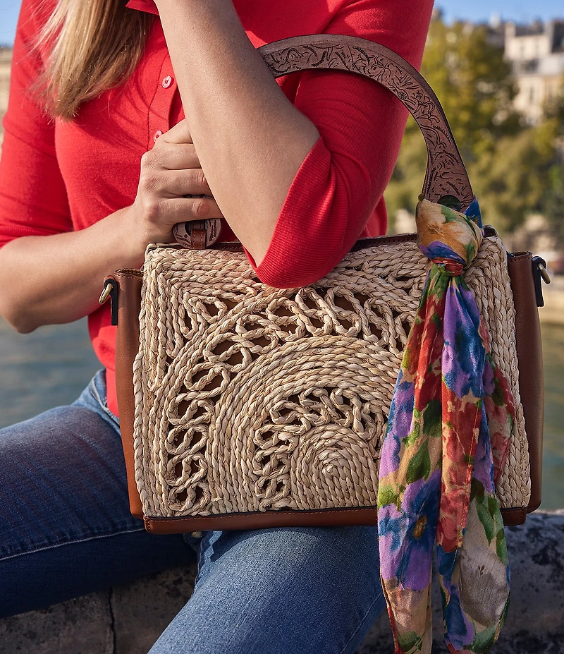 Patricia Nash Estelle Straw Satchel Bag