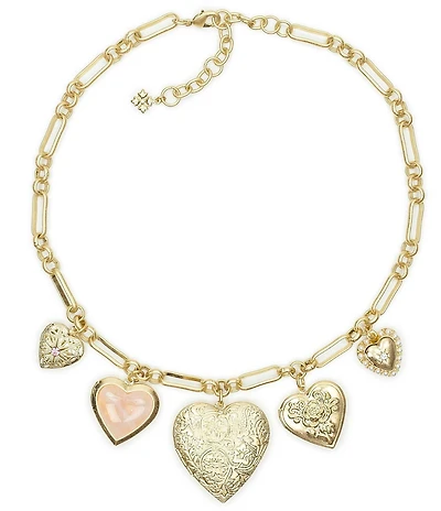 Patricia Nash Five Heart Lockets Charm Statement Necklace