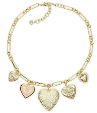Patricia Nash Five Heart Lockets Charm Statement Necklace